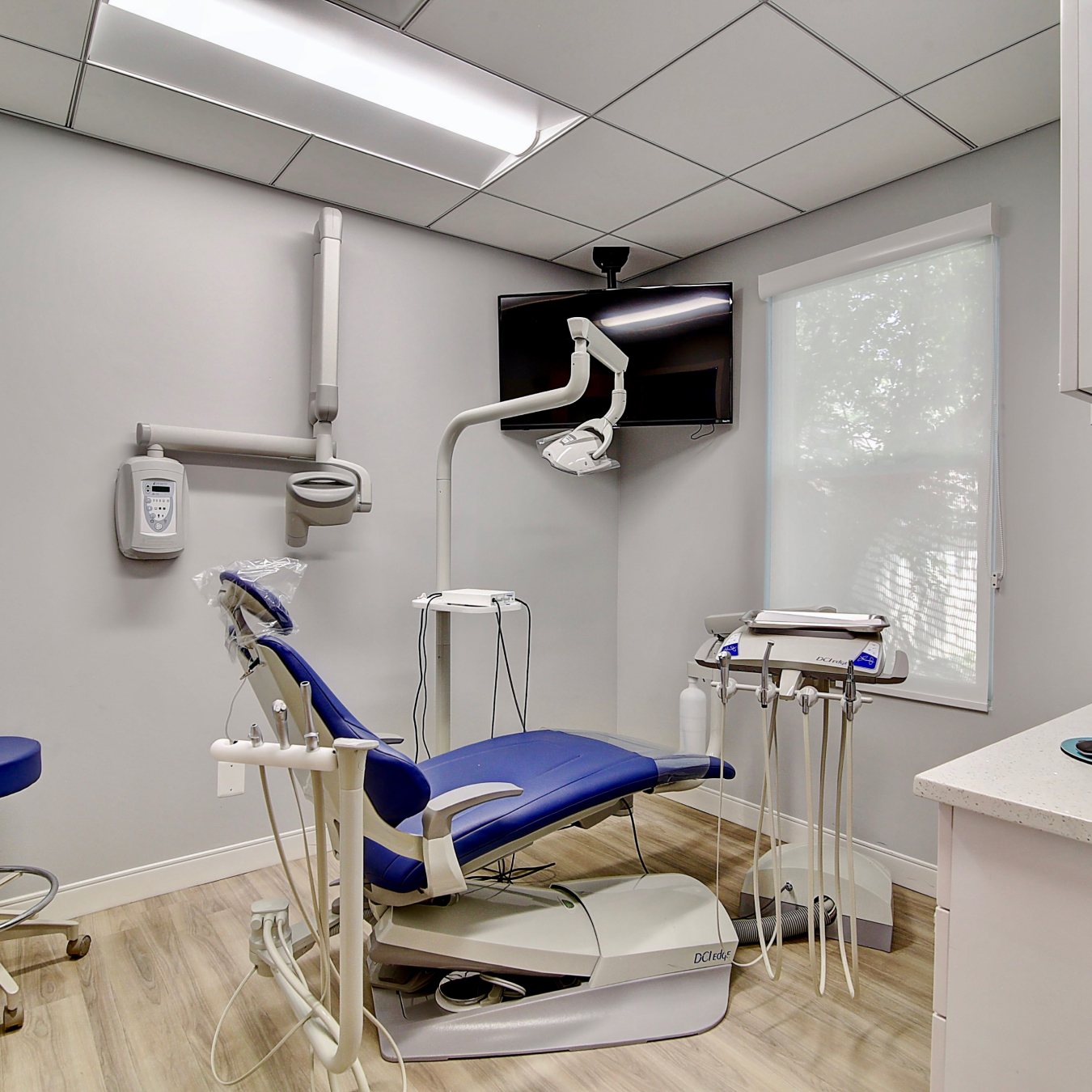 Exam room with chair and equipment